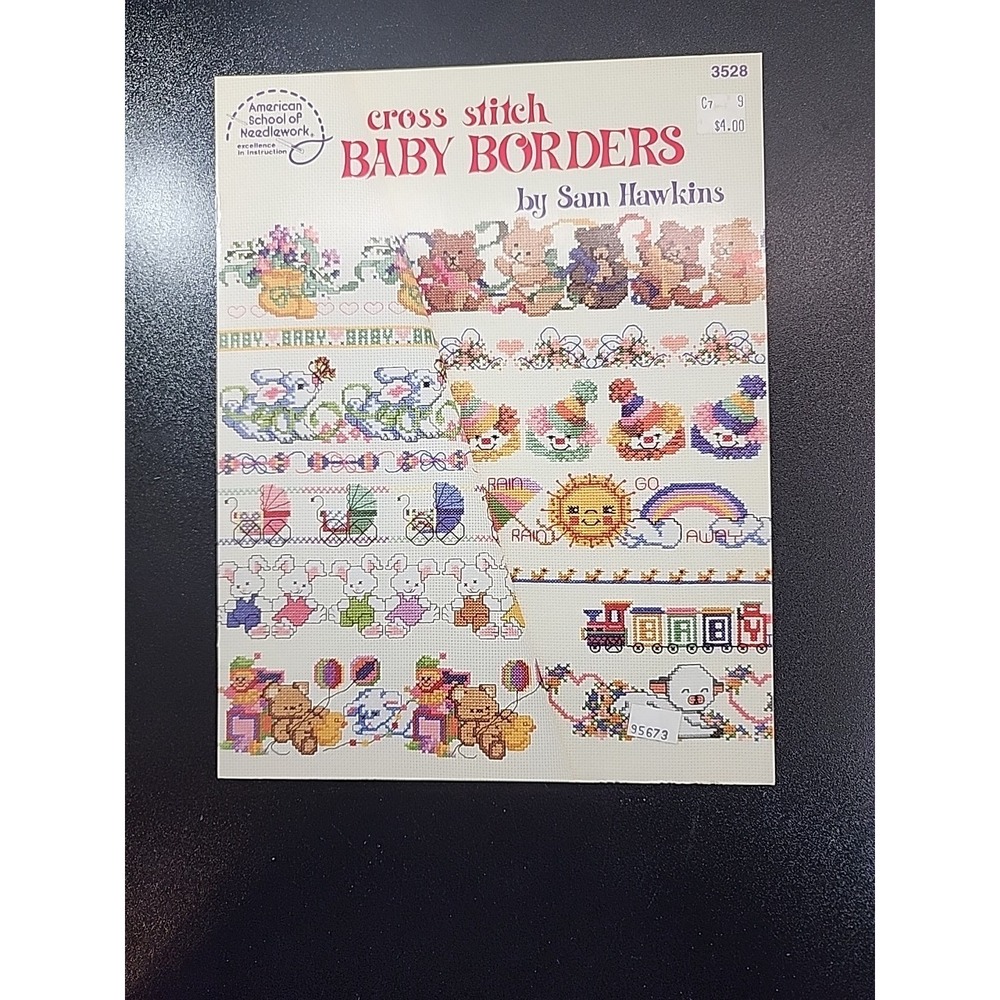 American School of Needlework Baby Borders Cross Stitch Booklet by Sam Hawkins
